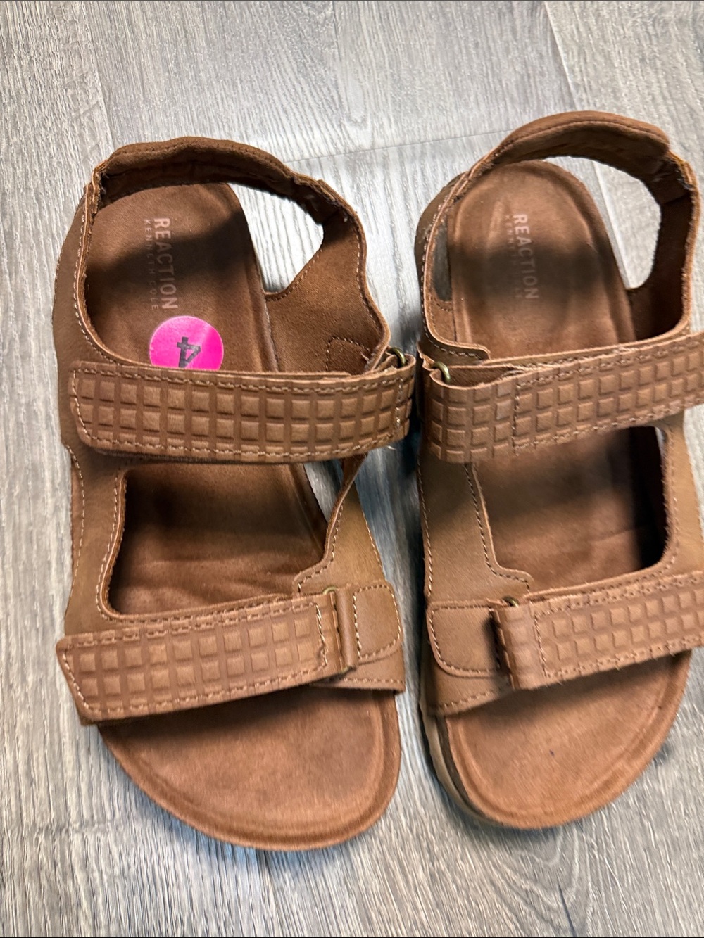 Reaction Kenneth Cole Kids Tan Double-Strap Velcro Sandals
